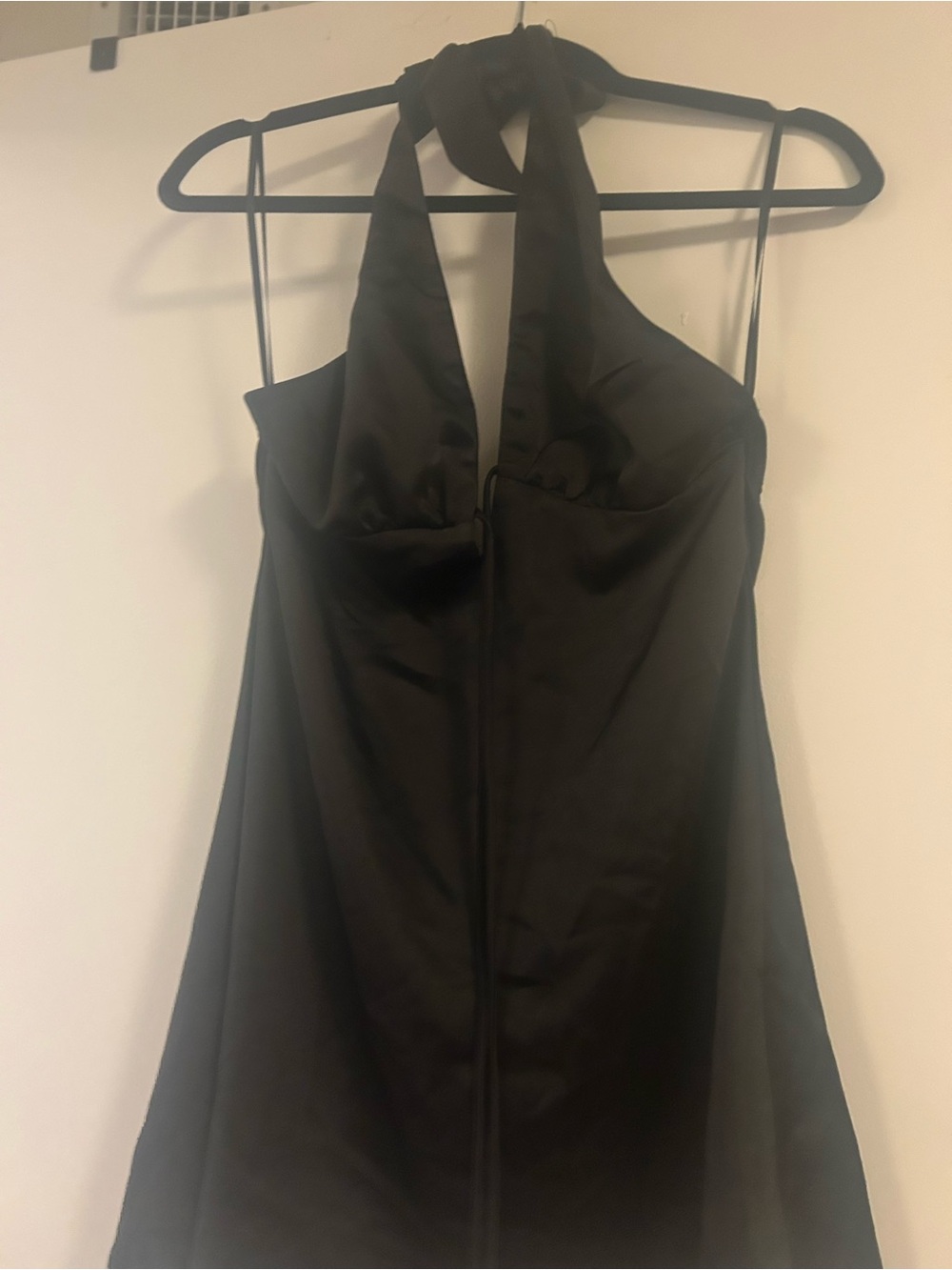 Black Halter Satin Dress - princess polly